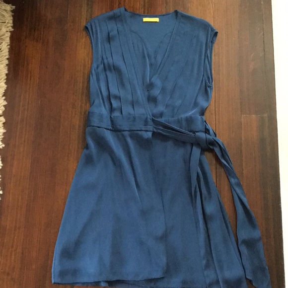 teal silk wrap dress